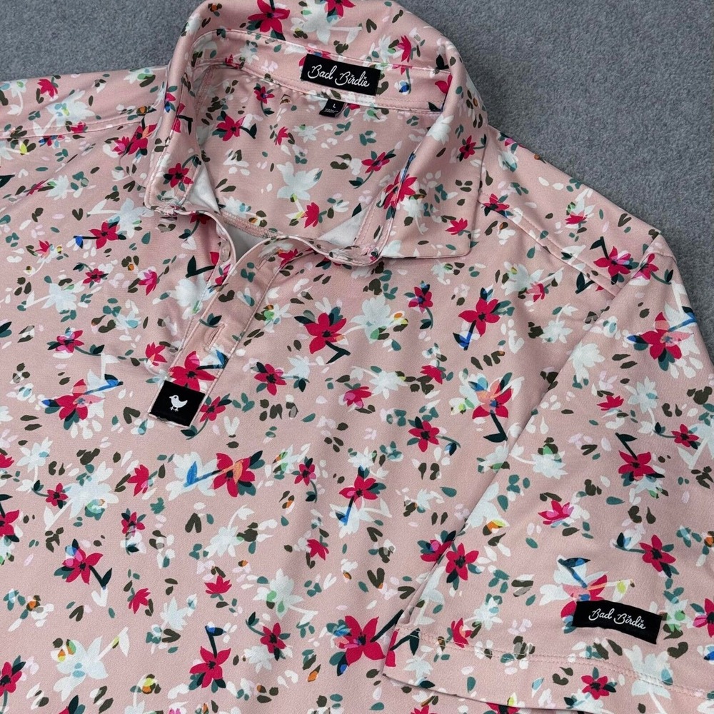 Bad Birdie Pink Floral Polo Shirt
